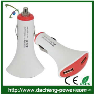 5V 2.1A dual port usb cell phone car charger with Fan Shape design